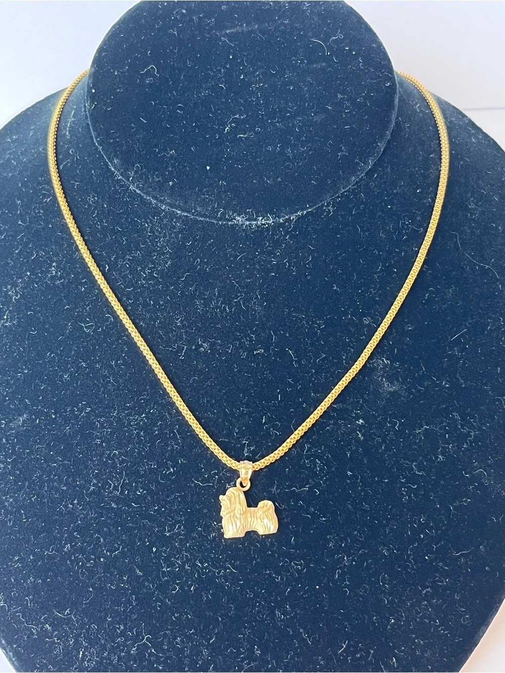 14kt Gold Shih Tzu Puppy Dog Charm on a 14kt Gold Necklace Chain